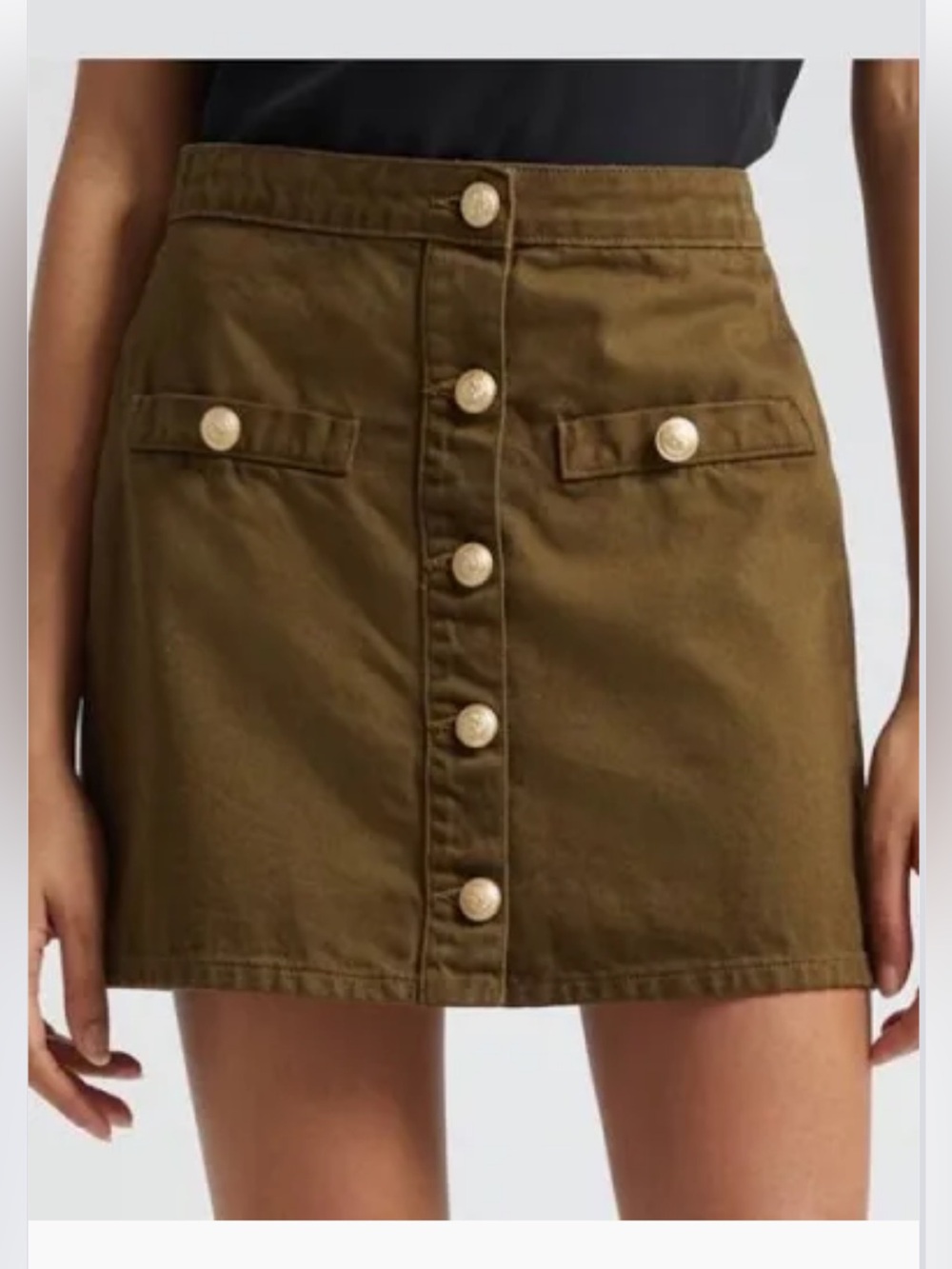 L’agence kris High-Rise Button-Front Olive Green Mini Skirt 29 /M / 8